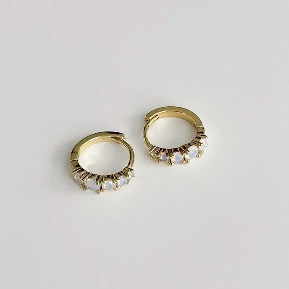 Madewell Stone Huggie Hoop Earrings (Moonstone)